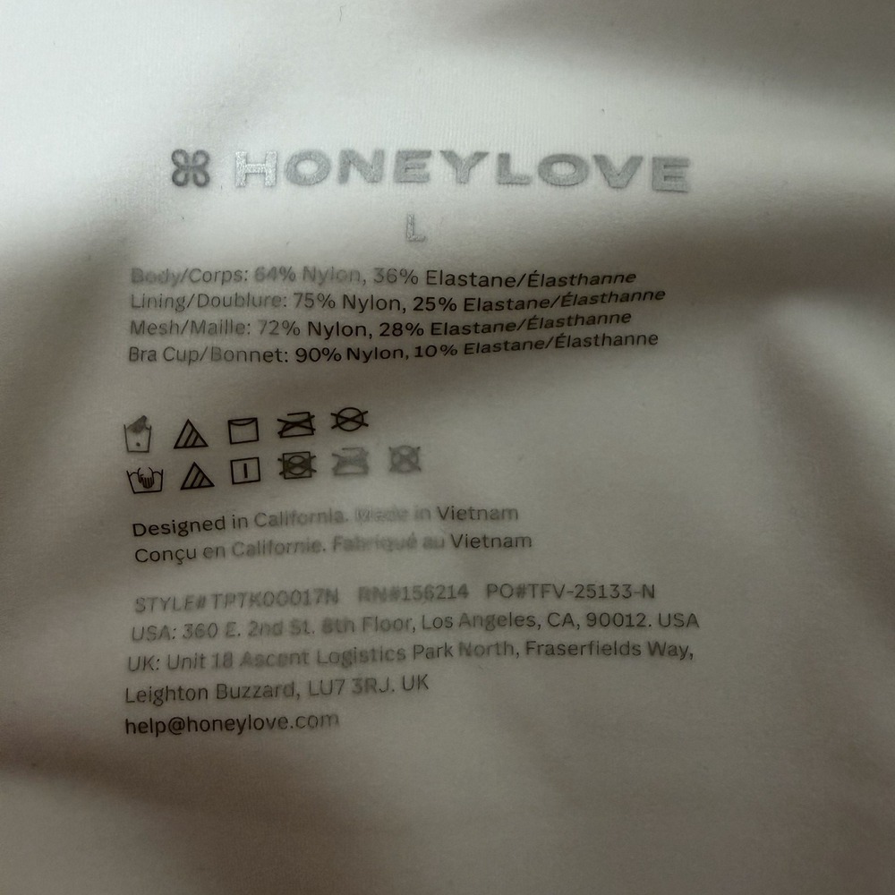 HONEYLOVE Womens LiftWear Padded Tank Top Size L White Shaping Slimming NEW - Picture 6 of 6